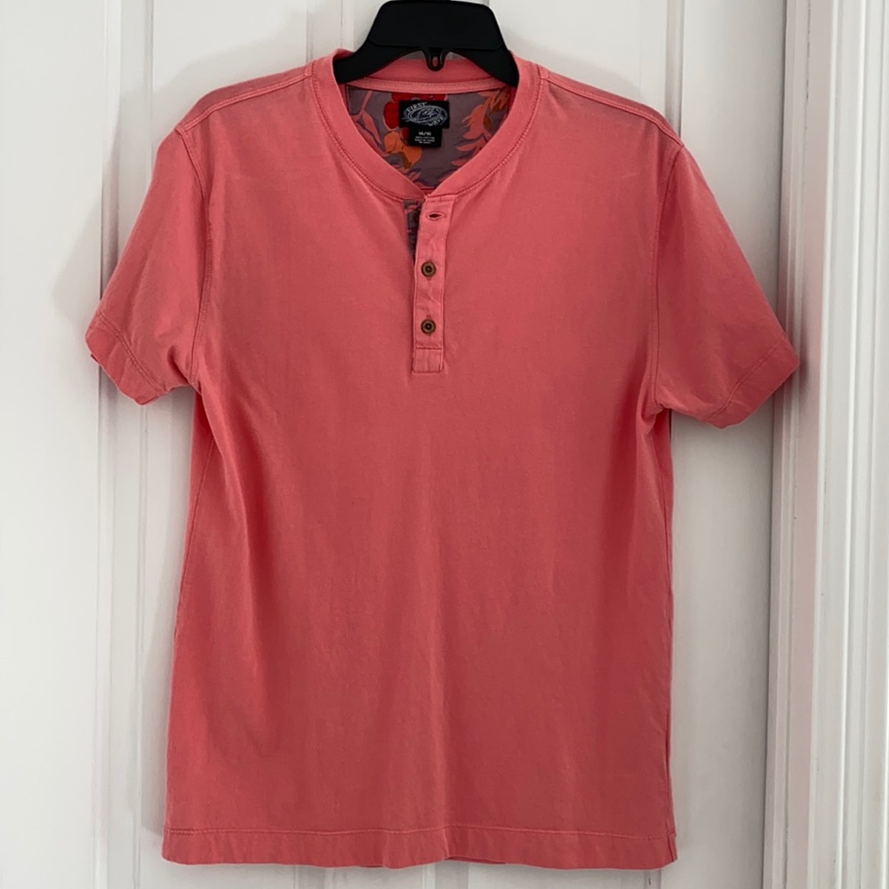 First Wave pink/ salmon color Henley Short Sleeve T Shirt Sz 14/16